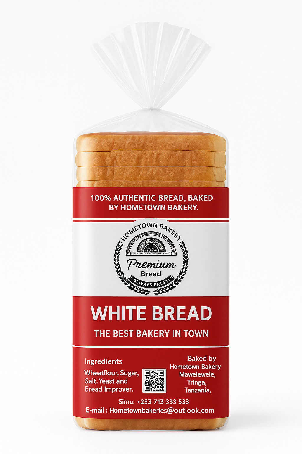 Hometown Bakery Premium White Bread packaging
